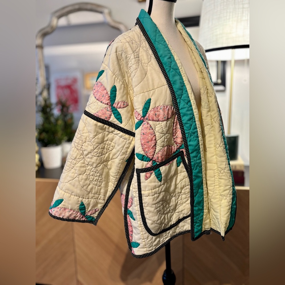 🧵SOLD🧵 HANDMADE (by me) Vintage 1930s Quilt Jacket size S/M - Picture 5 of 16